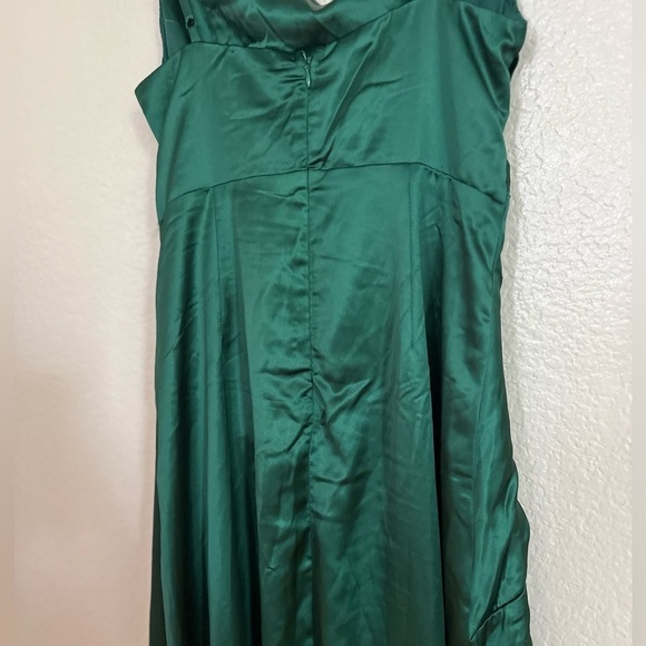 Unmistakable Allure Emerald Green Satin Pleated Maxi Dress - Picture 7 of 10